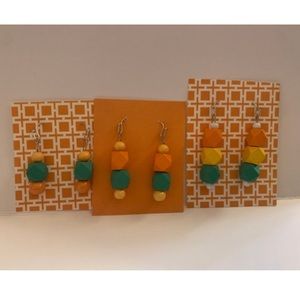 Handmade wooden bead earrings